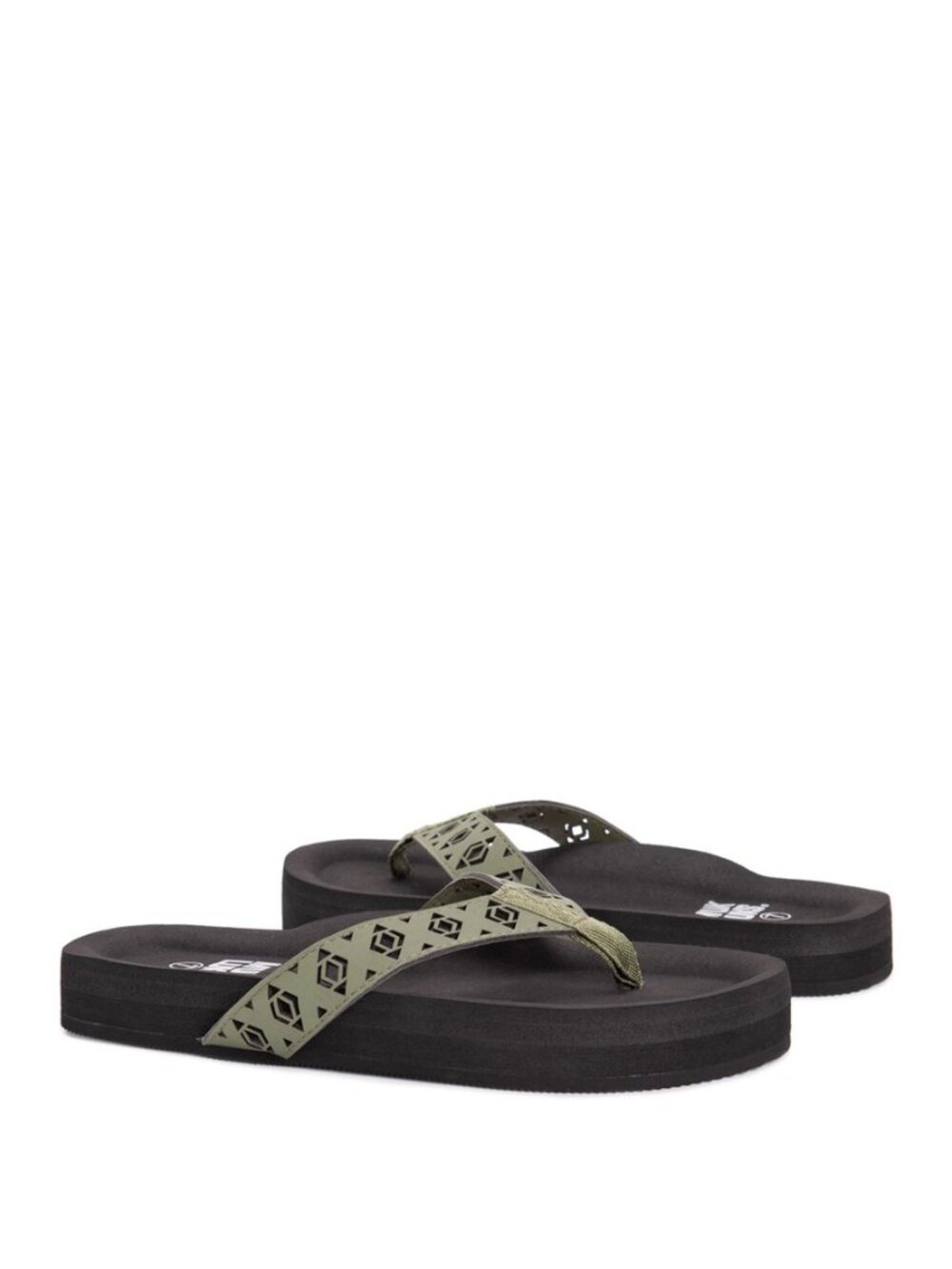 Muk Luks Juliette Flip Flops Sandals Cutout Thongs Olive Green Size 7 NEW